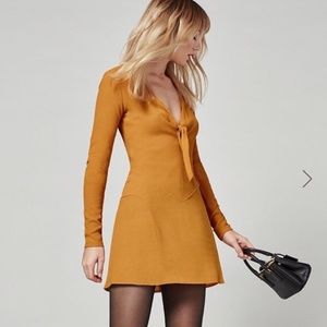 Reformation Gia Dress in Mustard Size 0